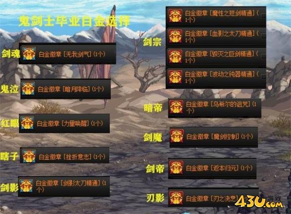 dnf全职业白金徽章选择攻略 dnf全职业白金徽章推荐