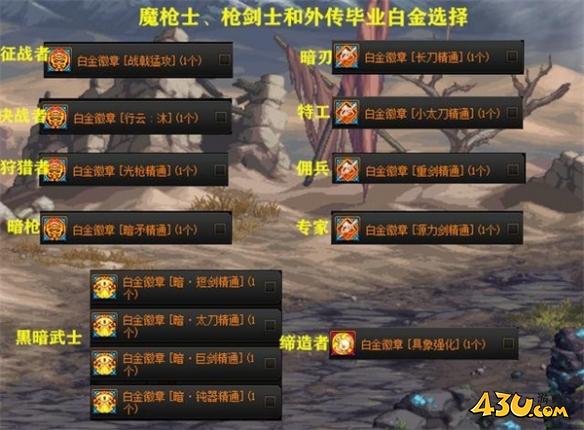 dnf全职业白金徽章选择攻略 dnf全职业白金徽章推荐