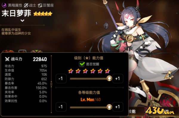 第七史诗末日罗菲基础面板图