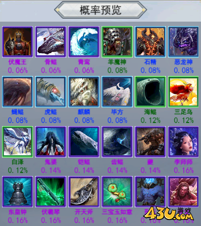 43u《破天刀0.1折》概率公示
