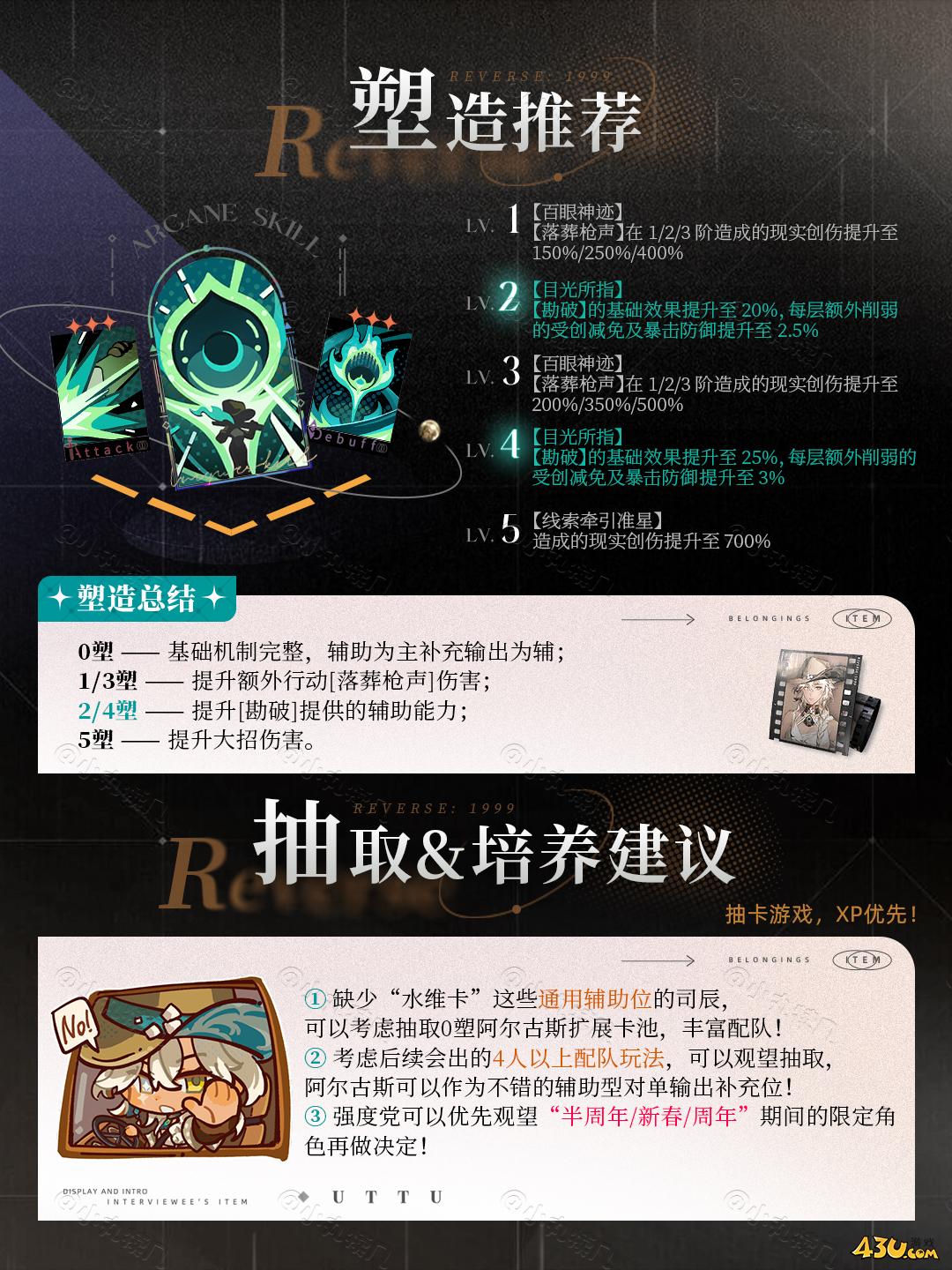 重返未来:1999阿尔古斯塑造建议 角色塑造建议 重返未来:1999阿尔古斯塑造建议 角色塑造建议