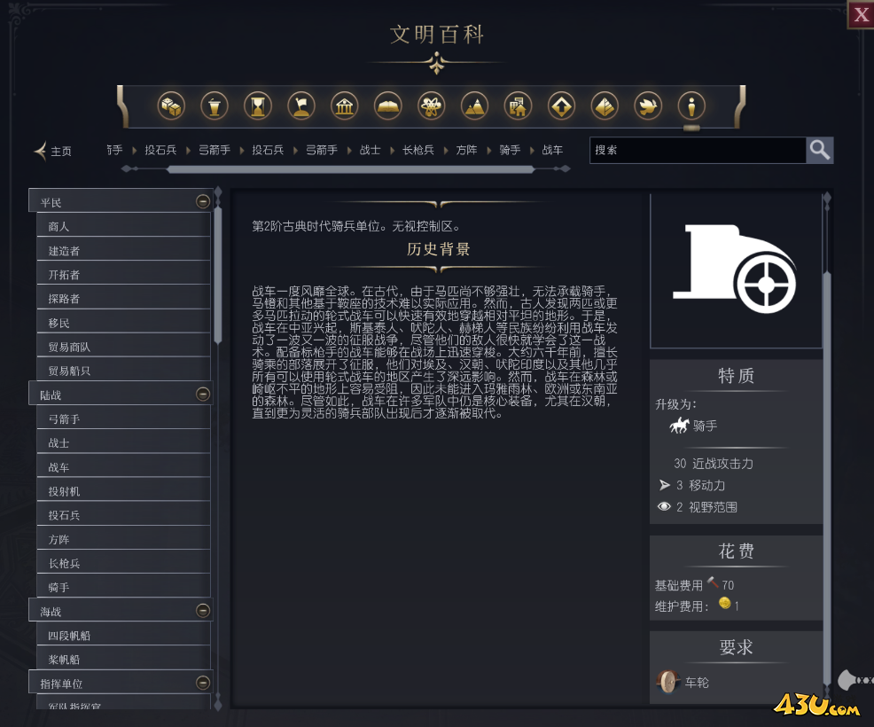 文明7战车单位介绍 不同单位说明