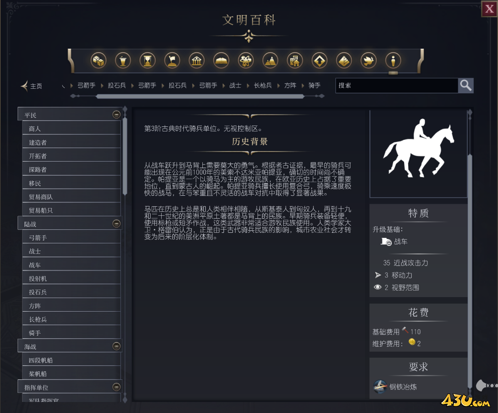 文明7骑手单位介绍 不同单位说明