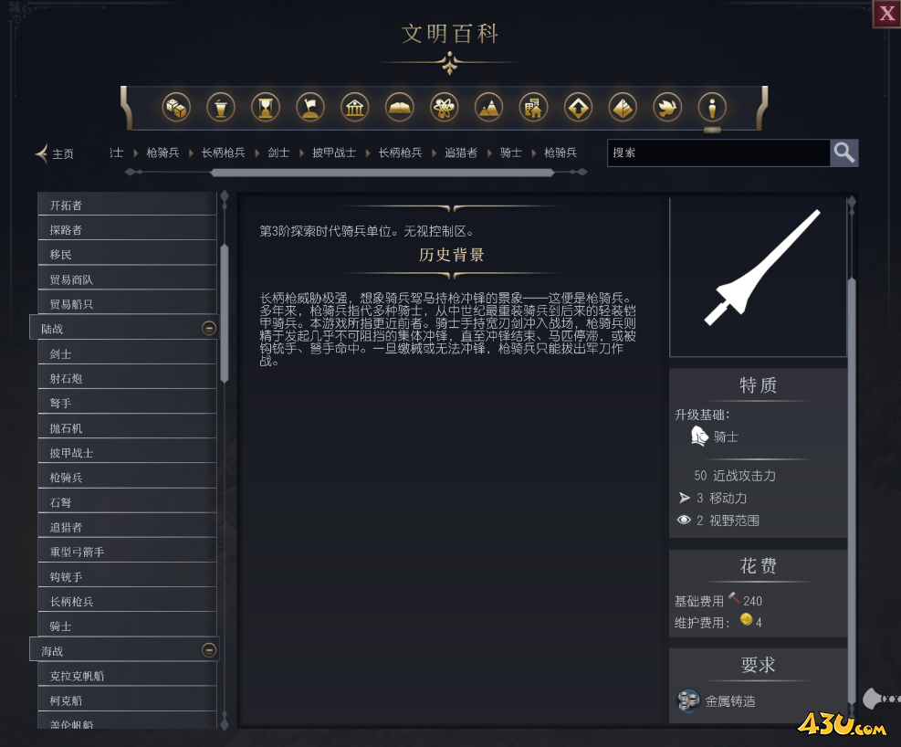 文明7骑兵单位介绍 不同单位说明