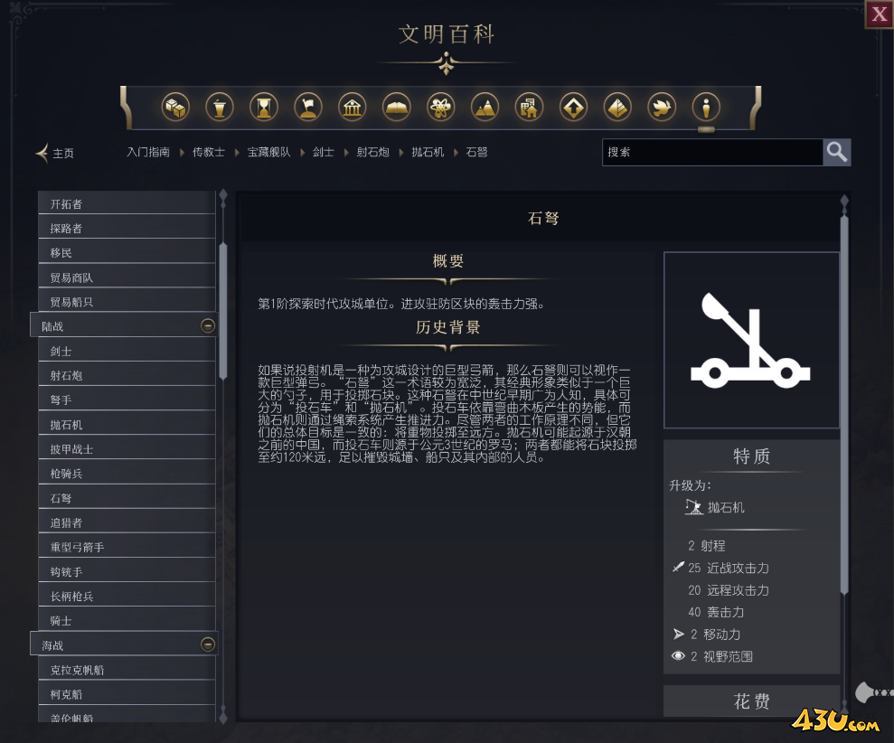 文明7石弩单位介绍 不同单位说明