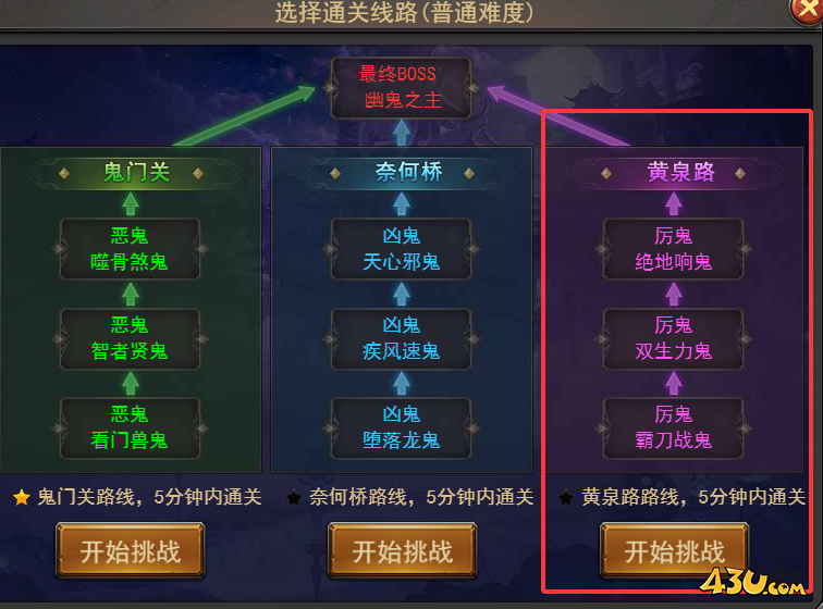 《王者之心2》幽鬼禁地——黄泉路路线是什么 黄泉路路线图文解析